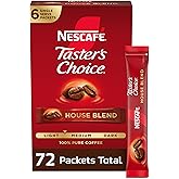 NESCAF&Eacute; Taster's Choice, Instant Coffee Packets, Light Medium Roast Coffee, House Blend, 12 Boxes (72 Packets)