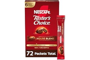 NESCAFÉ Taster's Choice, Instant Coffee Packets, Light Medium Roast Coffee, House Blend, 12 Boxes (72 Packets)