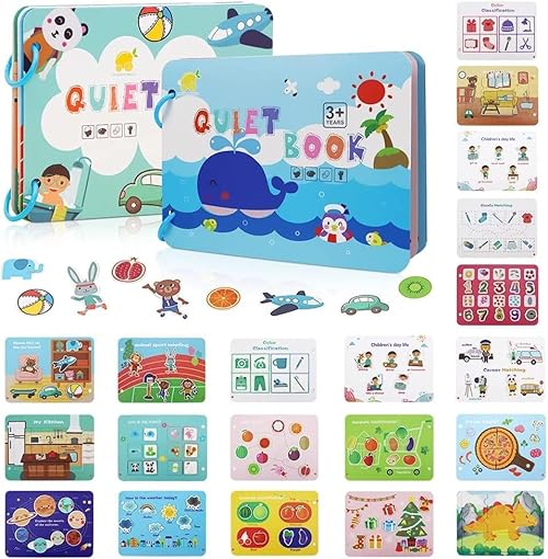 Bambebe Busy Books for Toddlers, Montessori Toys Reusable Sticker Book for 3 4 5 6 Years Old, Preschool Activity Quiet Book for Age 3-6 Boys Girls, Educational Sensory Baby Book Learning Toys