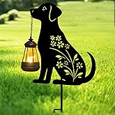 Afirst Solar Outdoor Garden Stake Solar Dog Decorative Stake Light with Lantern Decorative Lights Metal Outdoor Ornament for Yard Pathway Lawn Patio Decoration