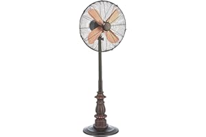 DECO BREEZE DecoBREEZE Pedestal Standing Fan, 3 Speed Oscillating Fan with Adjustable Height, Kipling, Antique Fan, 16 inches