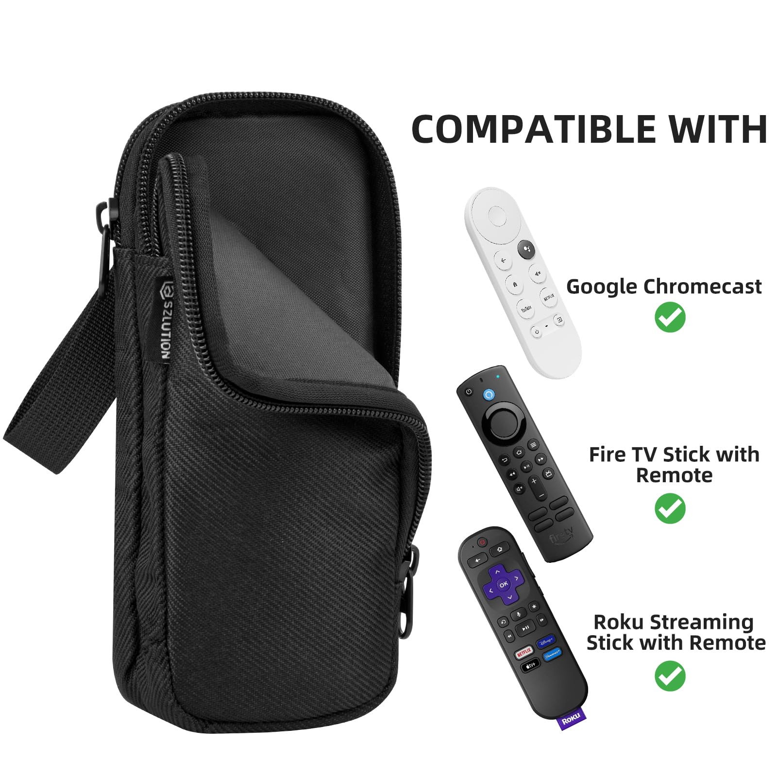 Travel Case for Google Chromecast, Fire TV 4K Ultra HD, Roku Streaming Stick Remote Controller - Portable Storage for Smart TV Accessories (Case Only)