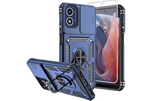 SKMY for Moto G 5G 2024 Case,with Screen Protectors and Camera Cover,[Military Grade] 16ft.Drop Tested Cover with Magnetic Kickstand Protective Case for Motorola G 5G 2024, Blue
