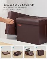 SONGMICS Storage Ottoman Foldable Foot Rest 31x41x31 cm Chestnut Brown LSF100K52 view 6