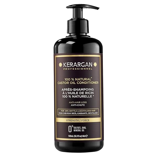 KERARGAN – ANTI-HAIR LOSS CONDITIONER WITH CASTOR OIL – DETANGLING & NOURISHING FOR DRY AND BRITTLE HAIR – ENRICHED WITH KERATIN AND ARGAN OIL – SULFATE-FREE, GMO-FREE, MINERAL OIL-FREE – 16.9 FL OZ