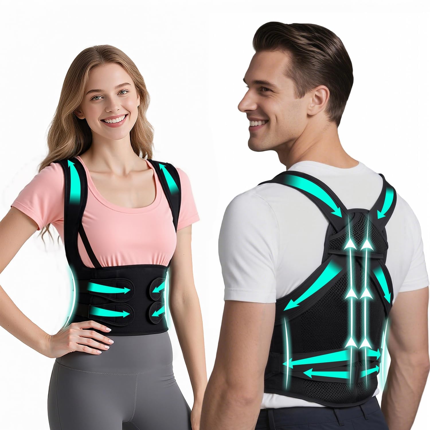 Photo 1 of Back Brace Posture Corrector for Women and Men Comfy Shoulder Straightener, Pain Relief: Upper/Lower Back.Support for Scoliosis, Hunchback, Thoracic Spine Upgraded Full Back Support. Medium, Black