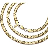 Bestyle 18K Gold Plated/Silver/Black Chain for Men, Hypoallergenic 2/4/6/8mm Stainless Steel Flat Link Chain Necklace for Men & Women Hip Hop Jewelry, 14-30"