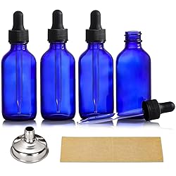 AOZITA 4 Pack, 2 oz Dropper Bottles with 1 Funnel