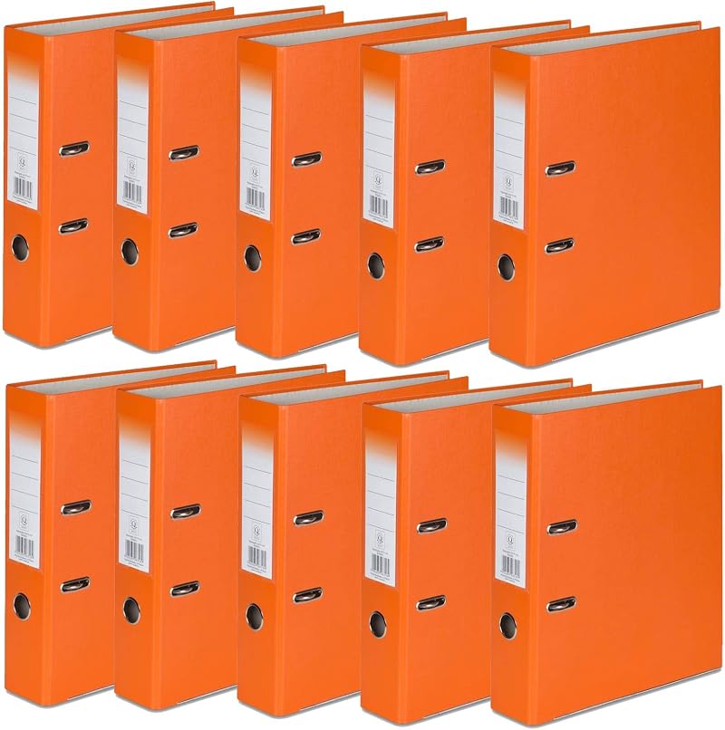Office Centre 10 x Orange A4 Lever Arch Files 75mm Premium Binder 32cm High