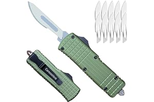 Caressolove Automatic Utility Knife Push Button, EDC Pocket Boxcutters With Clip, Double Action Auto Retractable Scalpel, Small Safety Box Cutter, Replaceable Razor Blade Exact Knives for Craftsman