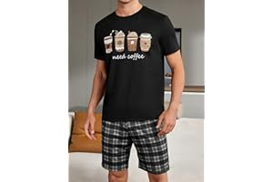 Men's Pajamas Set Casual Short Sleeve Crew Neck T Shirts and Lounge Shorts Soft Pjs 2 Piece Loungewear