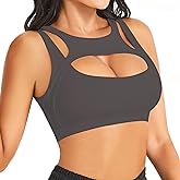 Betaven Push up Sports Bra for Women Sexy Hollow Crop Tops with Removable Cups Workout Fitness Yoga Bra Medium Support