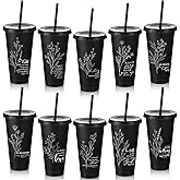 Singhoow 10 Pcs Christian Gift Bulk Christian Tumbler Plastic Bible Verse Scripture Cups Bulk 24oz Religious Church Coffee Cup for Sunday School Valentines Party Gift (Black)