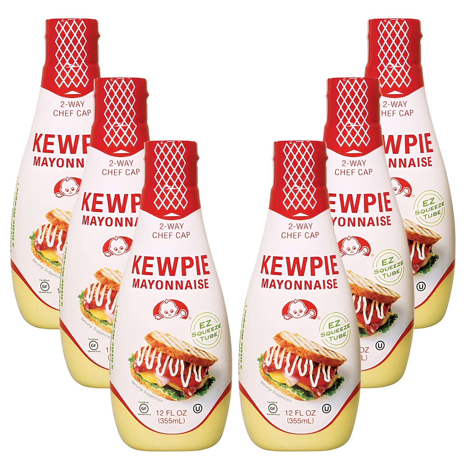 [KEWPIE] Squeeze Tube Mayonnaise, Rich, Bold, Umami Flavor, Certified Gluten Free, Kosher - 12 Ounces (6 Packs) Image