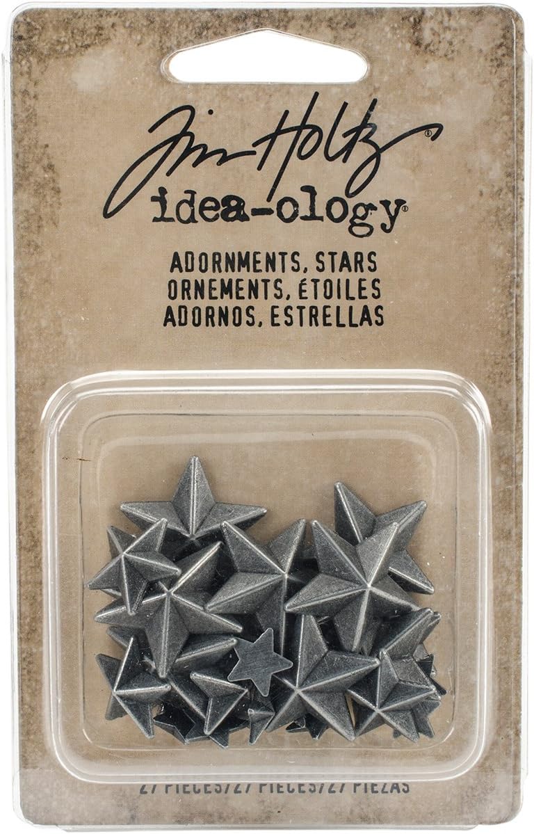 Tim Holtz Stars Adornments, Multi-Colour, 10.9 x 6.9 x 1.2 cm