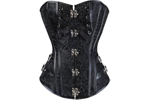 Grebrafan Steampunk Jacquard Viking Corset Bustier Top