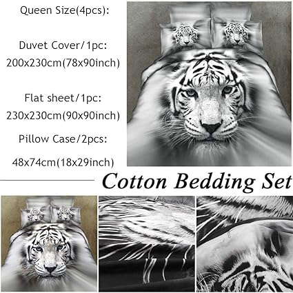 Amazon Com Lijuan Qin 3d Animal Lifelike White Tiger Bedding Set