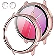 [2Pack] Tensea Compatible with Samsung Galaxy Watch Active 2 Screen Protector Case 40mm, Bumper Full Around Cover for Samsung Galaxy Watch Active 2 40 (Pink, 40mm)