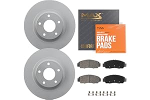 Max Advanced Brakes Front Brake Kit Compatible With 2004-2011 Chevy Aveo Spark Compatible WIth Pontiac G3 Wave Wave5 Replacement Geomet Coated OE Disc Brake Rotors and Ceramic Brake Pads