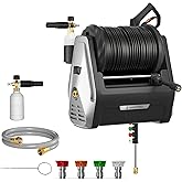 Giraffe Tools Wall Mounted Pressure Washer G30 with Upgraded 1800W Motor, Max 2900 PSI, 2.2 GPM Electric Power Washer with 100ft Retractable Black Pressure Hose, Automatic Rewind, Light Silver