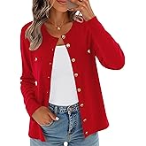 CZYINXIAN Women's Trendy Knit Cardigan Open Front Crewneck Button Down Long Sleeve Lightweight Sweater Cardigans