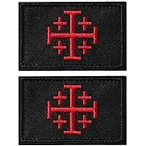 2 PCS Jerusalem Cross Crusader Jihad Patches, Time for Another Crusade Patches, Christian Patches, Hook and Loop, Military Patch for Tactical Backpacks, Clothing, Jeans, Hats, Bags, Jersey Black/Red