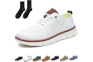 NLDMA Comfofeet Ultra Comfortable Orthopedic Shoes, Men Walking Shoes Breathable Mesh Sneakers Non Slip Comfortable,White,8