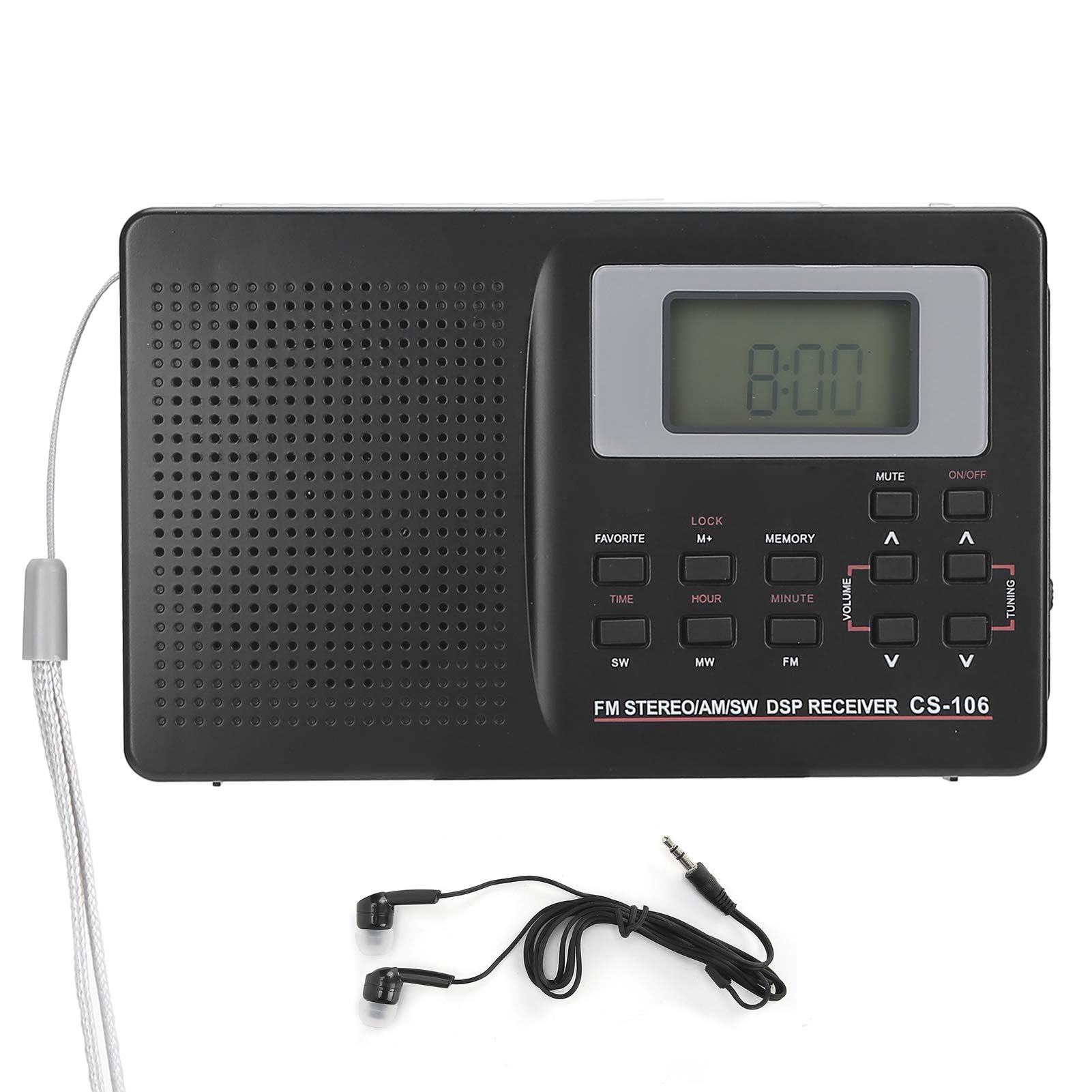 Sxhlseller CS-106 Radio Full Band High Sensitivity, Portable with Earphone, AM/FM/SW/MW/LW/TV Radio, Stereo Sound for Kitchen, Camping, Outdoor