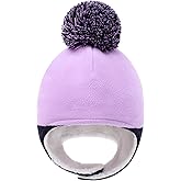 Otoyzy Baby Beanie Hat Pom Full Hood Hat Toddler Winter Hat Fleece Earflap Cap for 6M-4T Boys Girls Winter