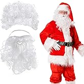 Lusofie Santa Beard And Wig White Santa Claus Wig And Beard Set For Men And Women Christmas Costume Accessories For Masquerade Party Cosplay