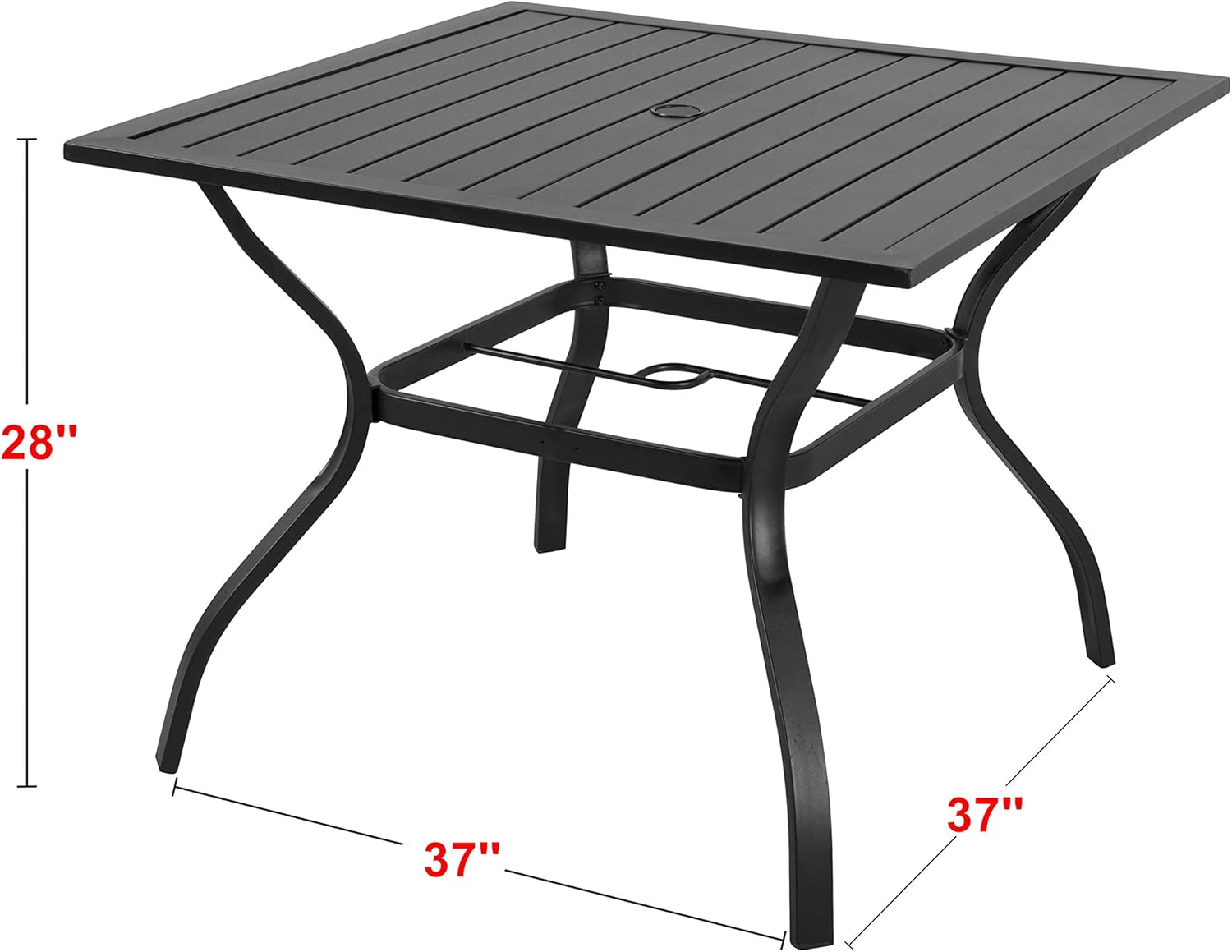 EMERIT Outdoor Patio Bistro Metal Dining Table with Umbrella Hole 37"x37", Black (Dining Table) : Garden & Outdoor