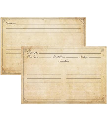 Amazon.com: Recipe Cards - Size 3x5 - Small Kraft Brown Lined Kitchen Note  Card for Recipe Box