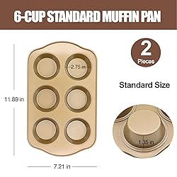 JOHO BAKING Nonstick 6 Cup Standard Muffin