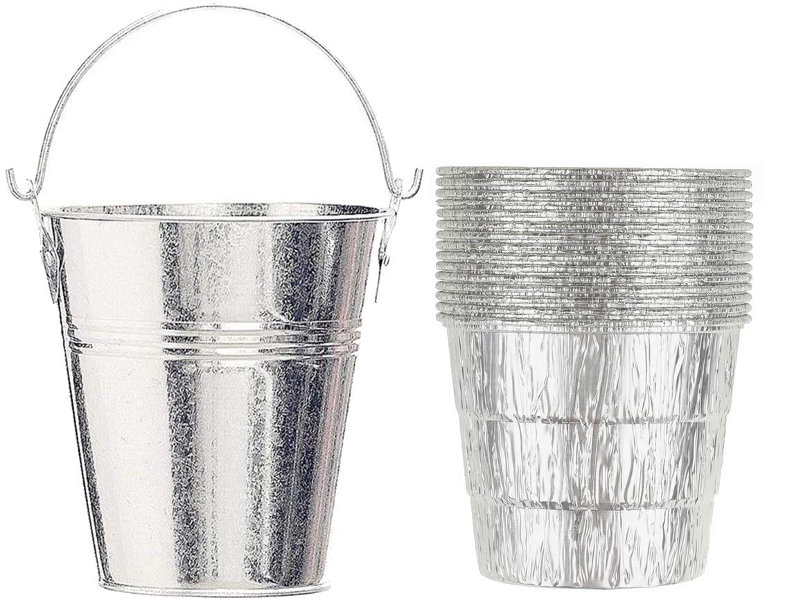 Photo 1 of Drip Grease Bucket & 15-Pack Liners for Traeger 20/22/34, Pit Boss, etc Pellets Smoke (Silver 15)