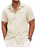 COOFANDY Mens Linen Button Down Short Sleeve Shirts