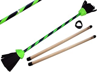 FLASH Pro Flowerstick Set (GRUN) Silikon beschichtet Flower & Handstäbe! Suprime Qualität, Fiberglasstock, Silicone Grip, Wildlederfransen, Befestigungsgurt. Devilsticks für Anfänger und Profis.