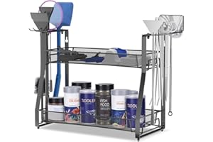 Amawarm Fish Tank Accessories Organizer, Fish Tank Cleaning Tools Organizer Rack, Aquarium Aquascape Tools Organizer, Aquarium Fish Nets Organizer, Organizer Rack for Aquarium and Fish Tank (Black)