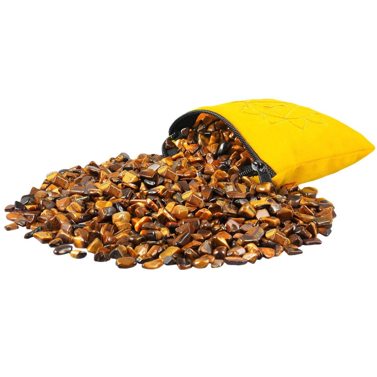 mookaitedecor Natural Tiger's Eye Tumbled Chip Stones, Crystals and Gemstones, Real Crushed Stone with Chakra Bag Mini Small Reiki Healing Brown Crystal for Candle Spell Jars Resin Craft Art DIY 230g