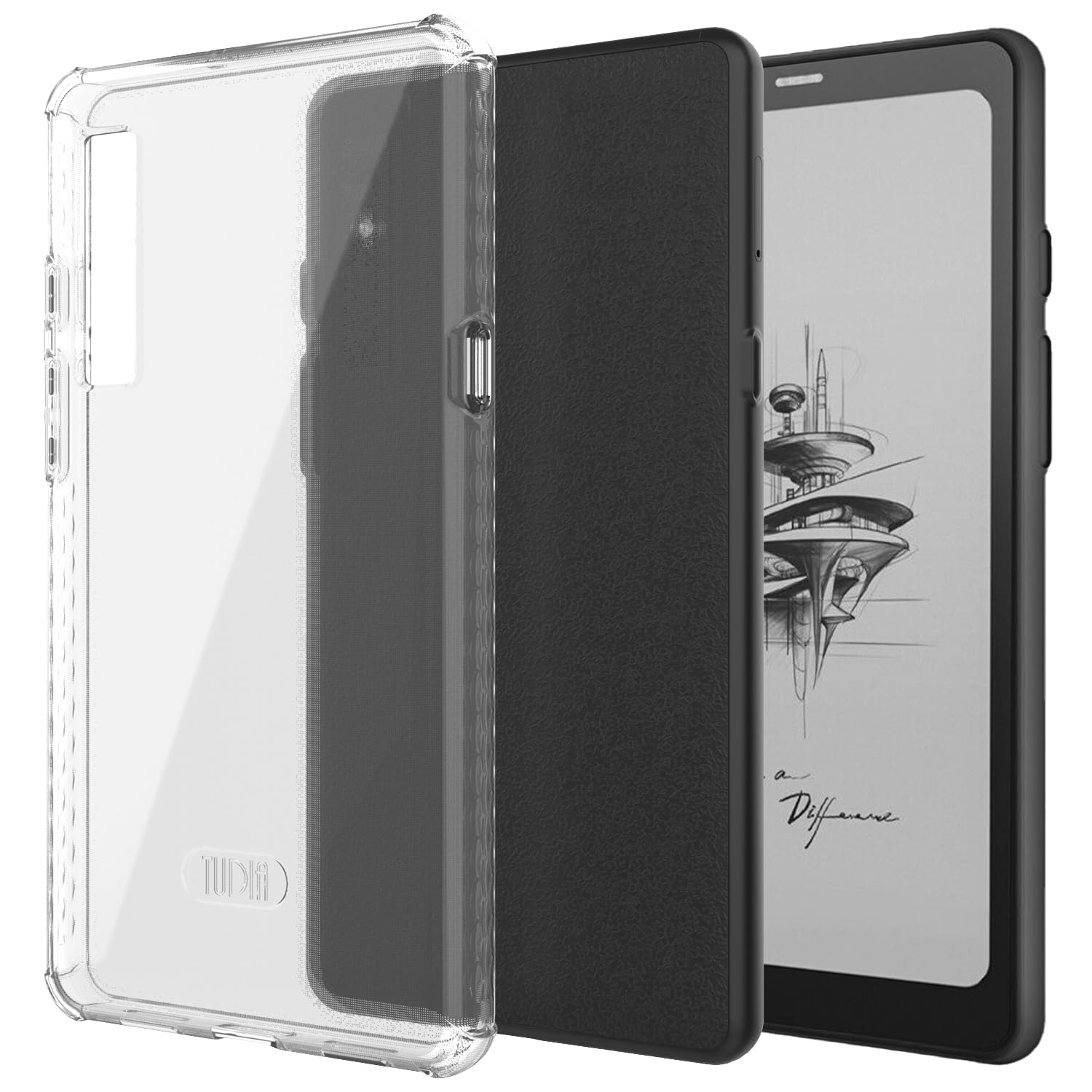 TUDIA SKN Designed for Onyx Boox Palma Case 6.13" Back Cover, [Reinforced Corners] Shockproof Slim Anti-Yellowing Silicone Gel Clear Back Lightweight Grip TPU Bumper for eReader (Clear)