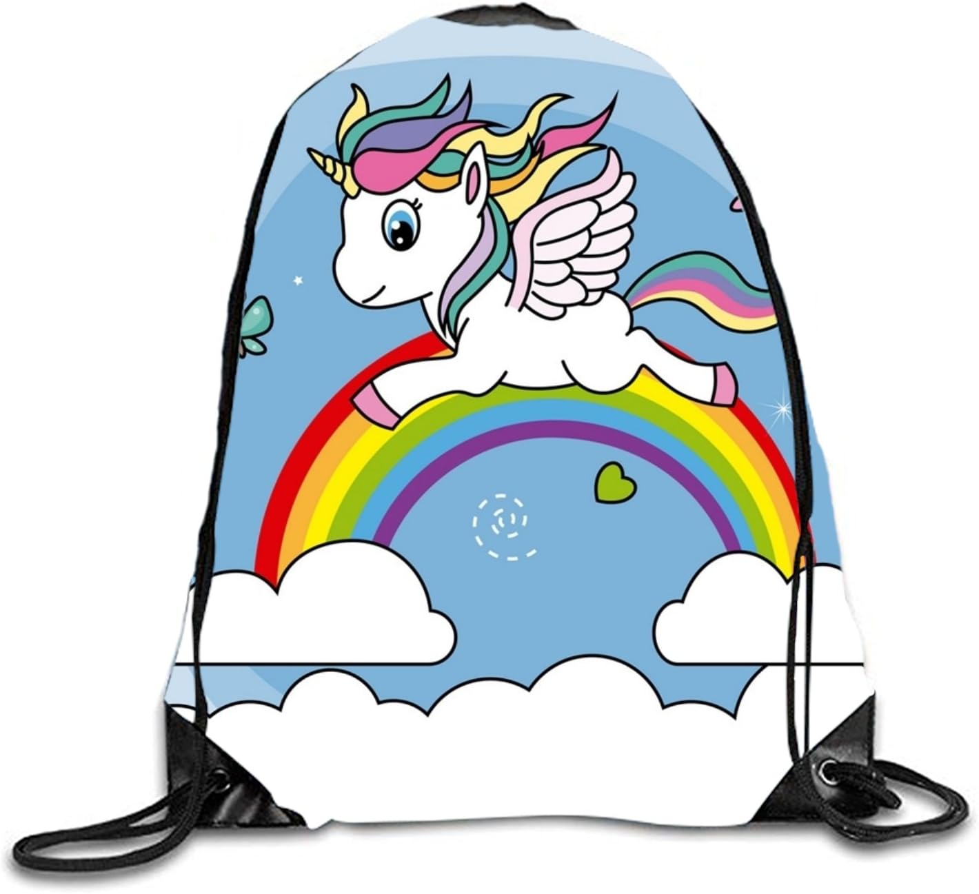 Flying Over The Rainbow Sackpack Drawstring Backpack Waterproof Gymsack Daypack For Men Women