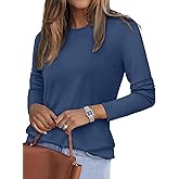 REORIA Women's Wool Blend Classic Crew Neck Long Sleeve Casual Fall Winter Tops Basic Shirts