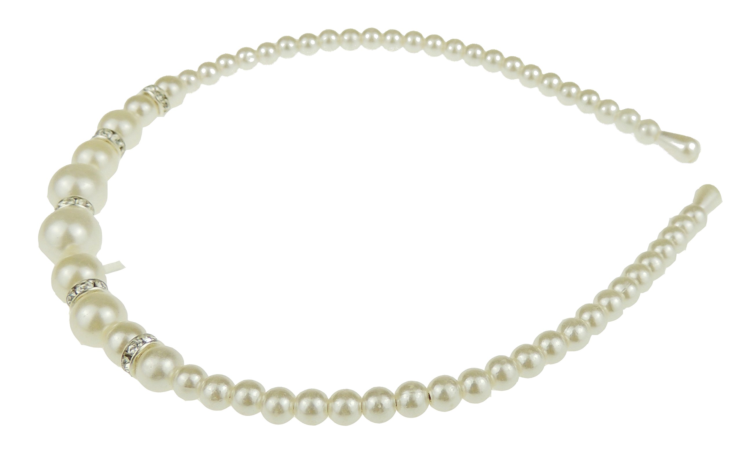 Girls Women Narrow Faux Pearl Diamante Crystal Wedding Bridal Christmas Bridesmaid Party Birthday Headband Alice and Hair Accessories Hairband