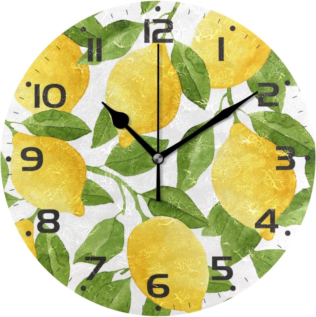 ZOEO Lemon Wall Clock Battery Operated Non Ticking Yellow Lime Tree 9 inch Clock Silent Art Bedroom Kitchen Clock Atomic Analog Clocks Father's Day Graduation Gift Home Decor for Girls Kids