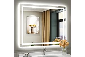 BRIIVUE 44"x36" LED Bathroom Mirror with Lights, Backlit & Front Lit, Lighted Wall Mirrors for Bathroom Vanity, Touch Screen Dimmable, Anti-Fog, Memory Function, HD Tempered Glass, Shatter-Proof, ETL Listed