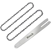 8 Inch Chainsaw Chain Replacement- 2 Chains and 1 Guide Bar for 8 Inch Mini Chainsaw with 45 Drive Links, Compatible with Cordless Electric Battery Powered Handheld Chainsaws