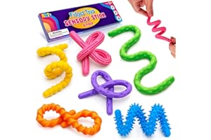 KLT Sensory Fidget Toys for Kids: 6 Pack Textured Silicone Fidget Stick for Stress Anxiety Autistic ADHD, Quiet Desk Fidgets for Classroom, Travel Classroom Must Haves, Stocking Stuffers Gifts