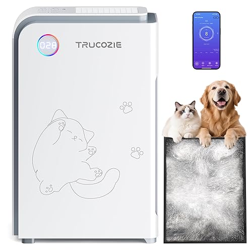 Trucozie Large Pet Air Purifier for Home up to 3000 Ft², Absorbs Floating Cat and Dog Hair, Smart WiFi, 3-in-1 Filter with Anion, Activated Carbon & HEPA for Pet Allergy, Smoke, Dust, Zero Ozone