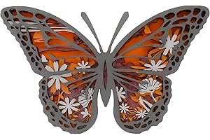 Tivisiy 3D Wooden Animals Carving, Monarch Butterfly Cabin Decor Wooden Animal Statues Rustic Wall Decor Art for Home Bedroom Farmhouse Room Mountain Wall Decor for Birthday Gifts