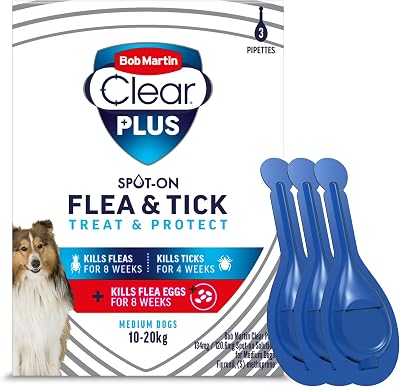 Bob Martin Clear Plus Spot On for Medium Dogs 10-20kg (3 Pipettes)