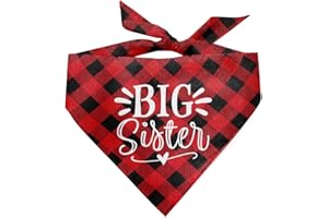 ZPPRJF Big Sister Dog Bandana, Dog Bandana, Buffalo Plaid Pet Scarf, Pet Dog Scarf Accessories, Baby Announcement Dog Bandana, Dog Bandana Gift for Small Medium Large, Dog Bandana Pet Scarf (B16)
